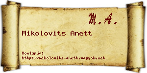 Mikolovits Anett névjegykártya