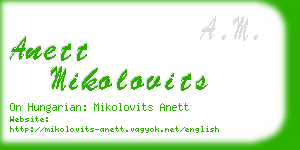 anett mikolovits business card